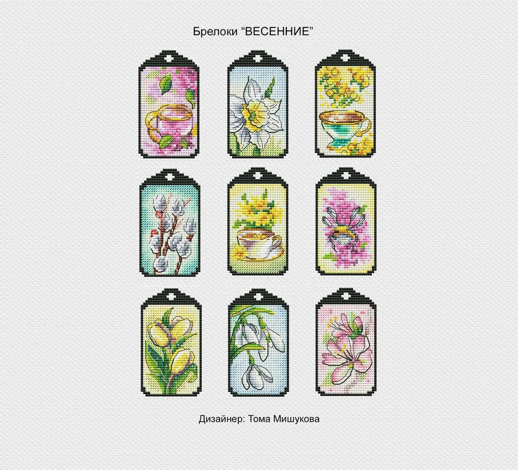 Keychains. Snowdrops - PDF Cross Stitch Pattern-1