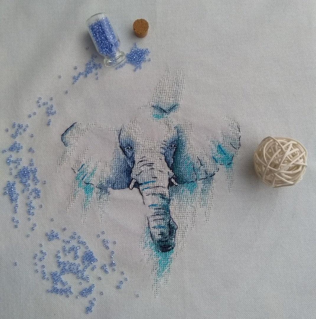 Blue elephant - PDF Cross Stitch Pattern